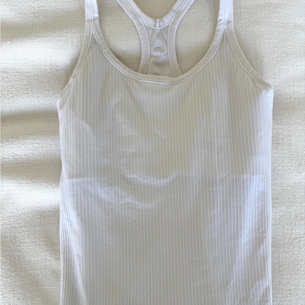Lululemon Athletica White Ribbed Racerback Tank Top